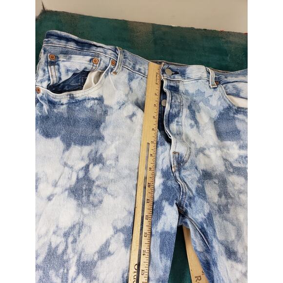 Levis 501 Jeans Size 38x32 Mens Blue Pants Button Fly Tie dye Red Tab Straight - Picture 8 of 15